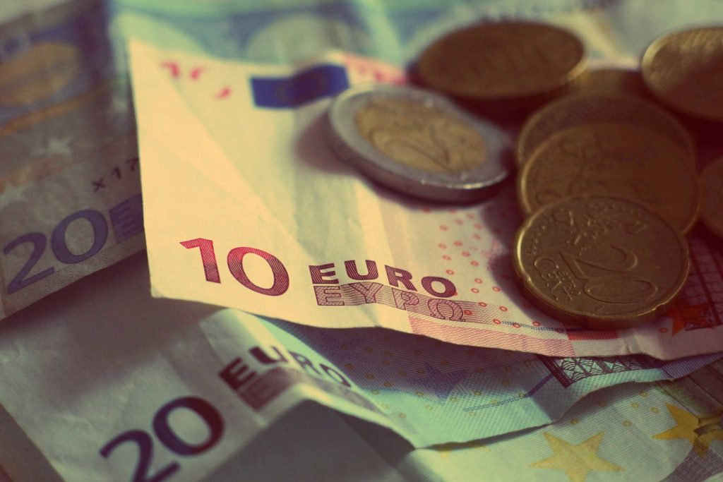 euro coins and bills
